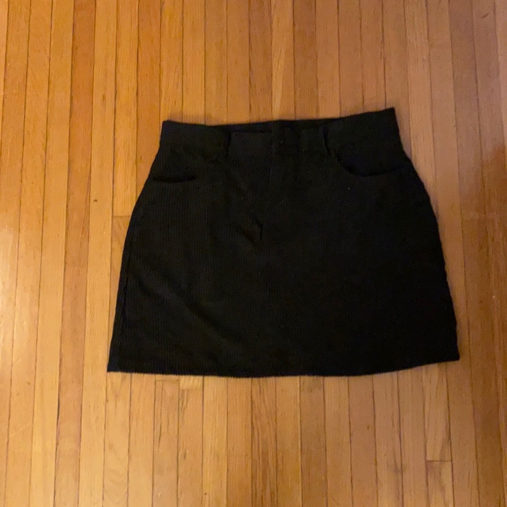 Black corduroy, high waisted mini skirt